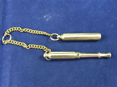 Vintage Acme Long Whistle With Cover And Chain England Pat 486417