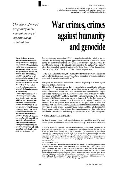 Pdf War Crimes Crimes Against Humanity And Genocide