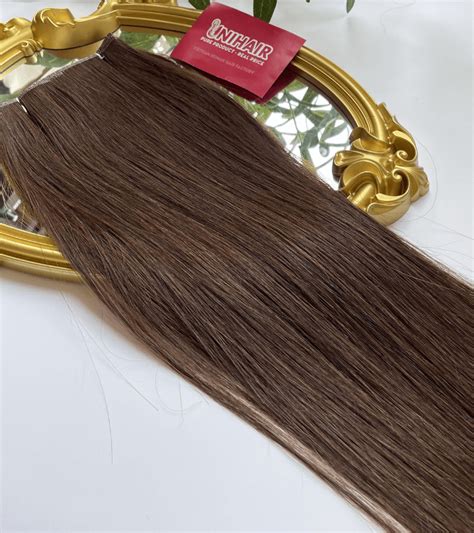 Genius Weft Human Hair Extensions With Brown Color Straight Hair