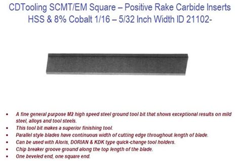 Scmt Em Square Positive Rake Carbide Inserts Inch Width Id