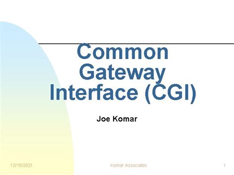 Common Gateway Interface Cgi Joe Komar 12152021 Komar