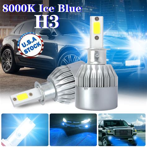 2x H3 8000k Ice Blue 100w High Power Led Headlight Fog Light Driving Bulb Ebay