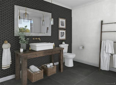 Ashland Hexagon Black Mosaic Qualis Ceramica Luxury Tile And