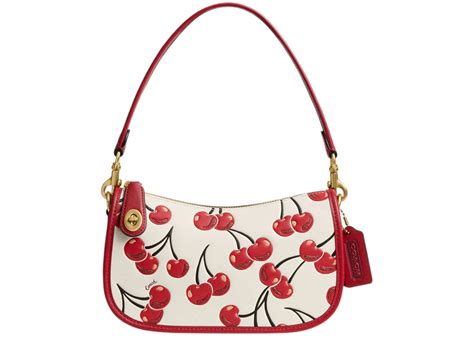 coach swinger bag cherry print brasschalk multi  leather  brass
