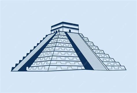 Premium Vector Chichen Itza With Detail Of The Wall Panels And Stairs