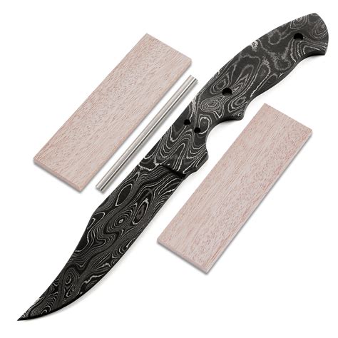 Trail Hand Knife Kit Usa Damascus Diy Blade Kit W Mahogany