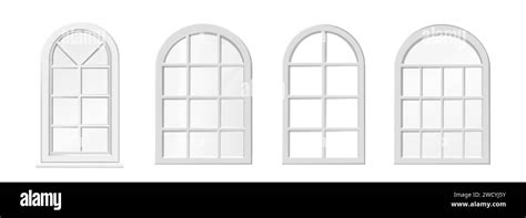 D Realistic Vector Icon Illustration Arched White Wood Windows