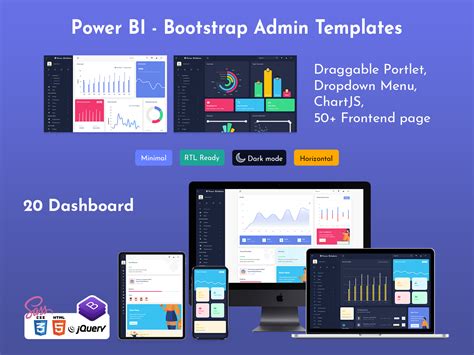 Power BI Admin Template Dashboard Web App With UI Framework