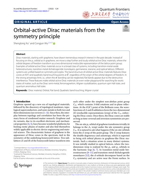 PDF Orbital Active Dirac Materials From The Symmetry Principle