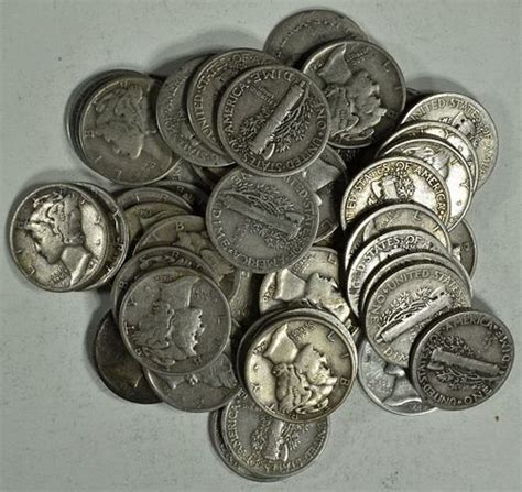 (50) 90 % SILVER MERCURY DIMES sold at auction on 16th May | Silver ...