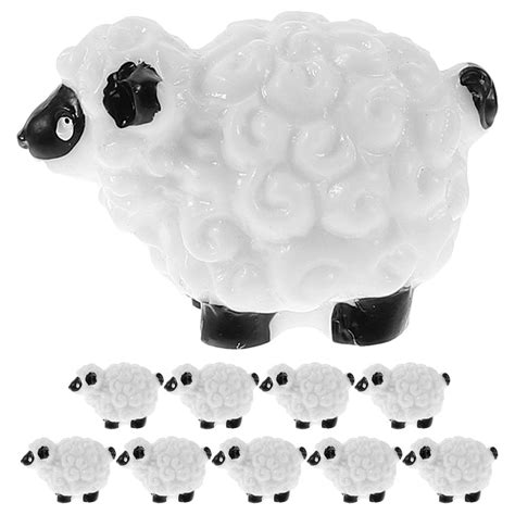 Zonh 10pcs Mini Sheep Figure Miniature Sheep Figurines Mini Animal