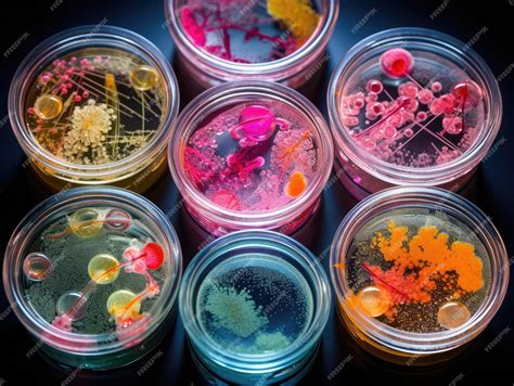 Cultura Bacteriana Em Diversos Materiais Biológicos - Coloração de bactérias Cultura em uma placa de Petri Microrganismos ...