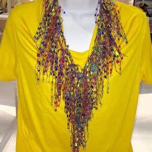 Big Bold Chunky Necklace For Women Colorful Lightweight Metallic Yarn