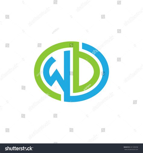 Wd Initial Letters Looping Linked Ellipse Logo Royalty Free Stock