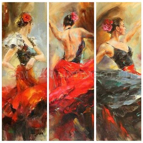 High Skills Artist Pure Handmade Impression Spanish Flamenco Dancer Oil Painting On Canvas