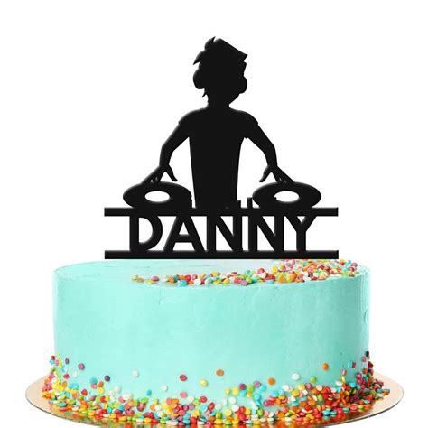 Personalised Dj Birthday Cake Topper Any Name Age Music Decks Etsy