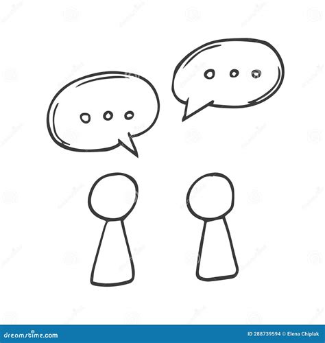 Doodle Two Buble Speech Icon Teamwork Dialogue Two People Talk Icon