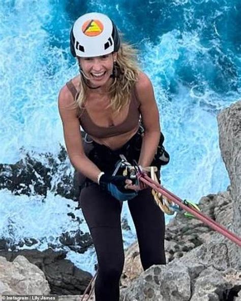 Lily James Flaunts Her Incredible Figure In A Black Bikini Before Abseiling Down A Cliff As She