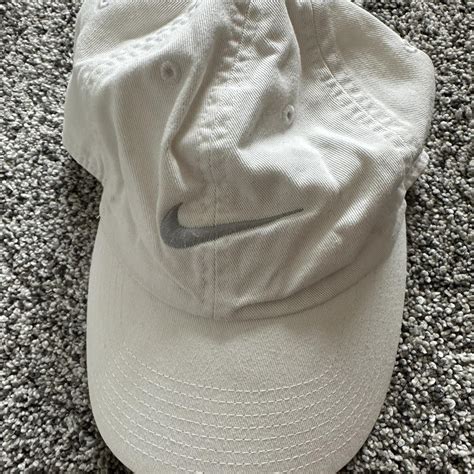 Nike White Cap Grey Swoosh - no flaws - accepting... - Depop