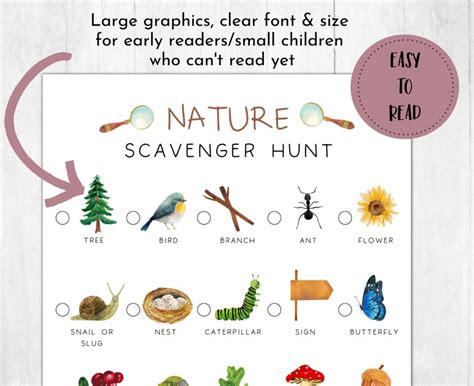 nature scavenger hunt printable kids scavenger hunt kids outdoor
