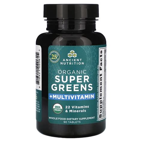 Ancient Nutrition Organic Super Greens Multivitamin 90 Tablets