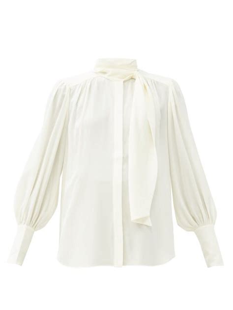 Buy Zimmermann Pussy Bow Silk Blouse Ivory At Off Editorialist