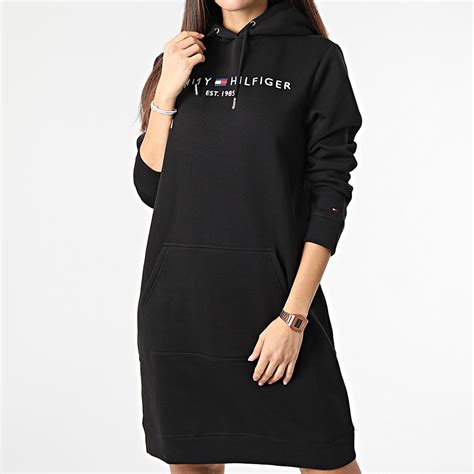 Tommy Hilfiger Robe Sweat Capuche Femme Regular 0061 Noir