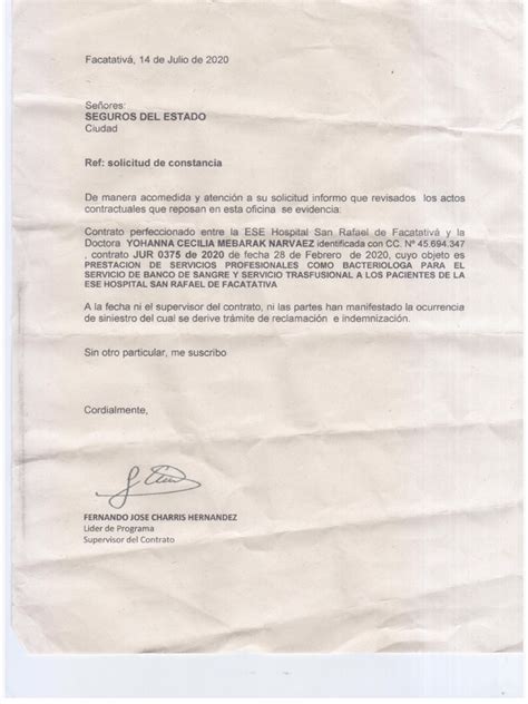 Carta De No Siniestro Pdf