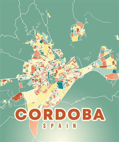 Cordoba Spain Map Digital Art by Alexandru Chirila - Pixels