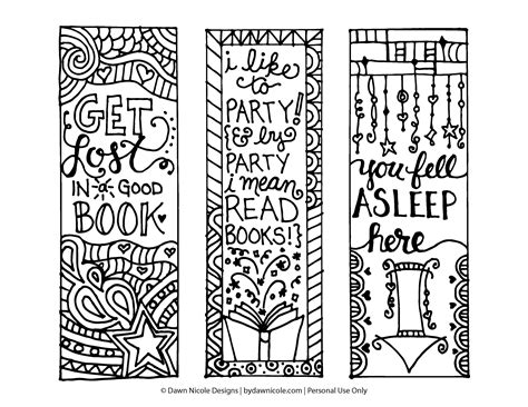 Cute Free Printable Bookmarks To Color