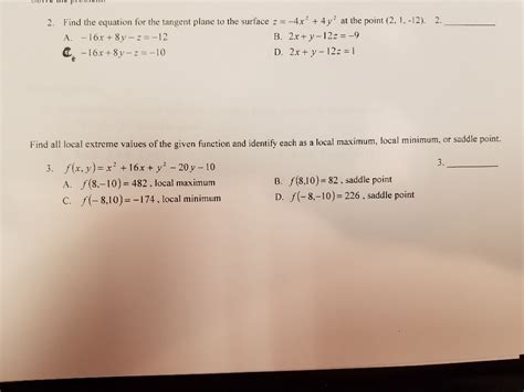 Solved Find The Equation For The Tangent Plane To The