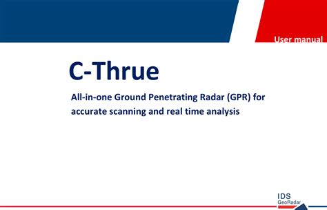 IDS GeoRadar S R L CTHRUE Ground Penetrating Radar User Manual