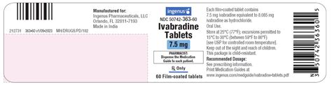 Dailymed Ivabradine Tablet Film Coated