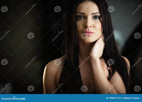 Beauty Of Woman Body And Lingerie Concept Beautiful Brunette Female Fashion Model In Black