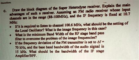 SOLVED Question Draw The Block Diagram Of The Superheterodyne