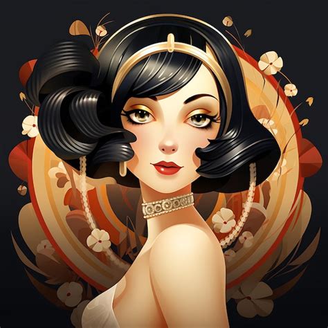 Premium AI Image | Ilustration Art Art Deco Style Funny Flapper Cartoon Character creative cute ...