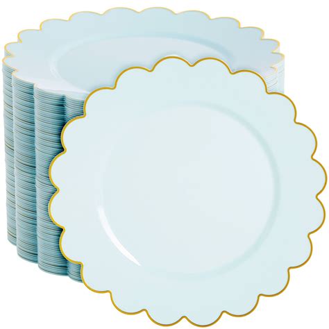 Pack Baby Blue Disposable Plates Scalloped Plastic Plates With