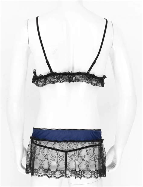 Sissy Lingerie Set Lace Crop Top Mini Skirt S Supplies
