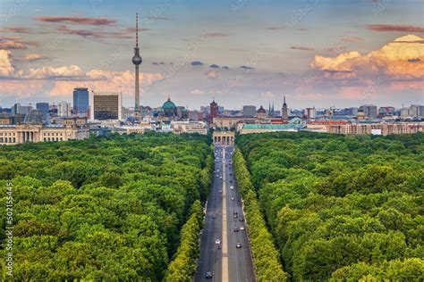 Berlin Skyline Above Tiergarten Park In Germany Stock Foto Adobe Stock