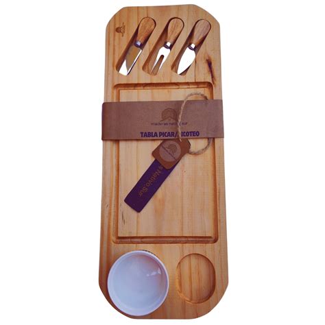 Ripley TABLA PICOTEO SET CUCHILLOS POCILLO