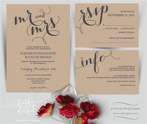 Mr and Mrs Wedding Invitation Instant Download by TeeshaDerrick