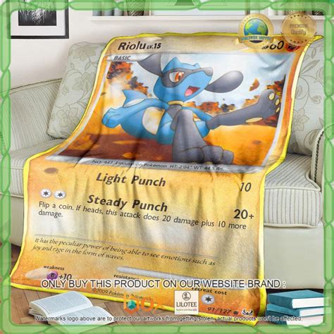 HOT Fleece Blanket Riolu Platinum Custom Pokemon Boxbox Branding