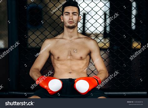 Sportsman Naked Torso Red Boxing Gloves Stock Photo Shutterstock