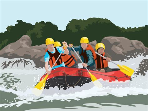 Rafting Adventure In Illustration Graphic Vector 2410125 Vector Art At