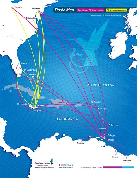 Caribbean Airlines & Air Jamaica route map | Flights to jamaica, Air