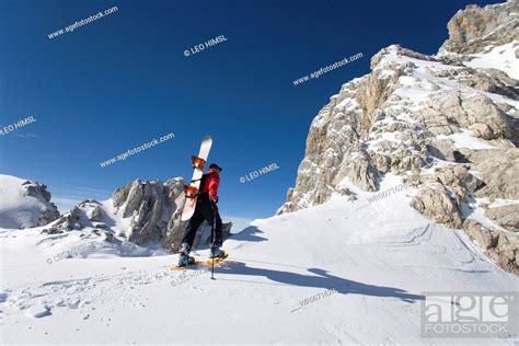 hiking in the snowy mountains, Stock Photo, Picture And Royalty Free ...