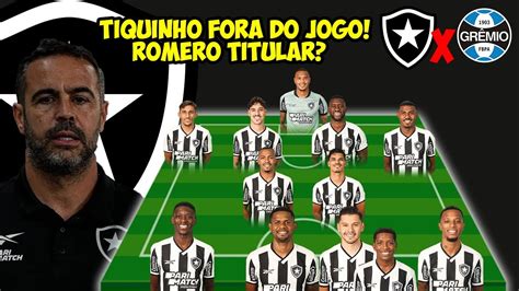 VEJA COMO ARTUR JORGE DEVE ESCALAR O BOTAFOGO AMANHÃ CONTRA O GRÊMIO