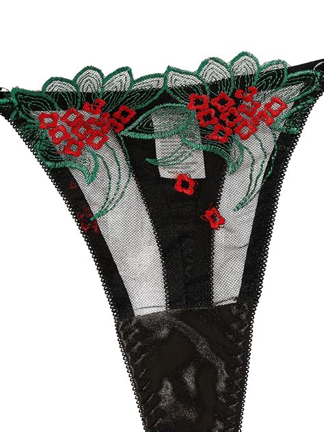 Snapklik Sexy Leaf Floral Embroidered Mesh Sheer Women Underwire Push Up Lingerie Set See