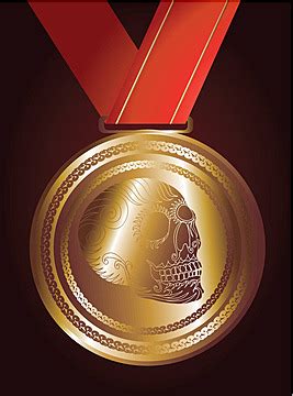 Red Ribbon Gold Medal Vector Art Championship Best Sport Vector