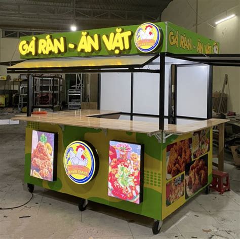 Small Fried Chicken Kiosk Modern Fast Food Booth Food Kiosks